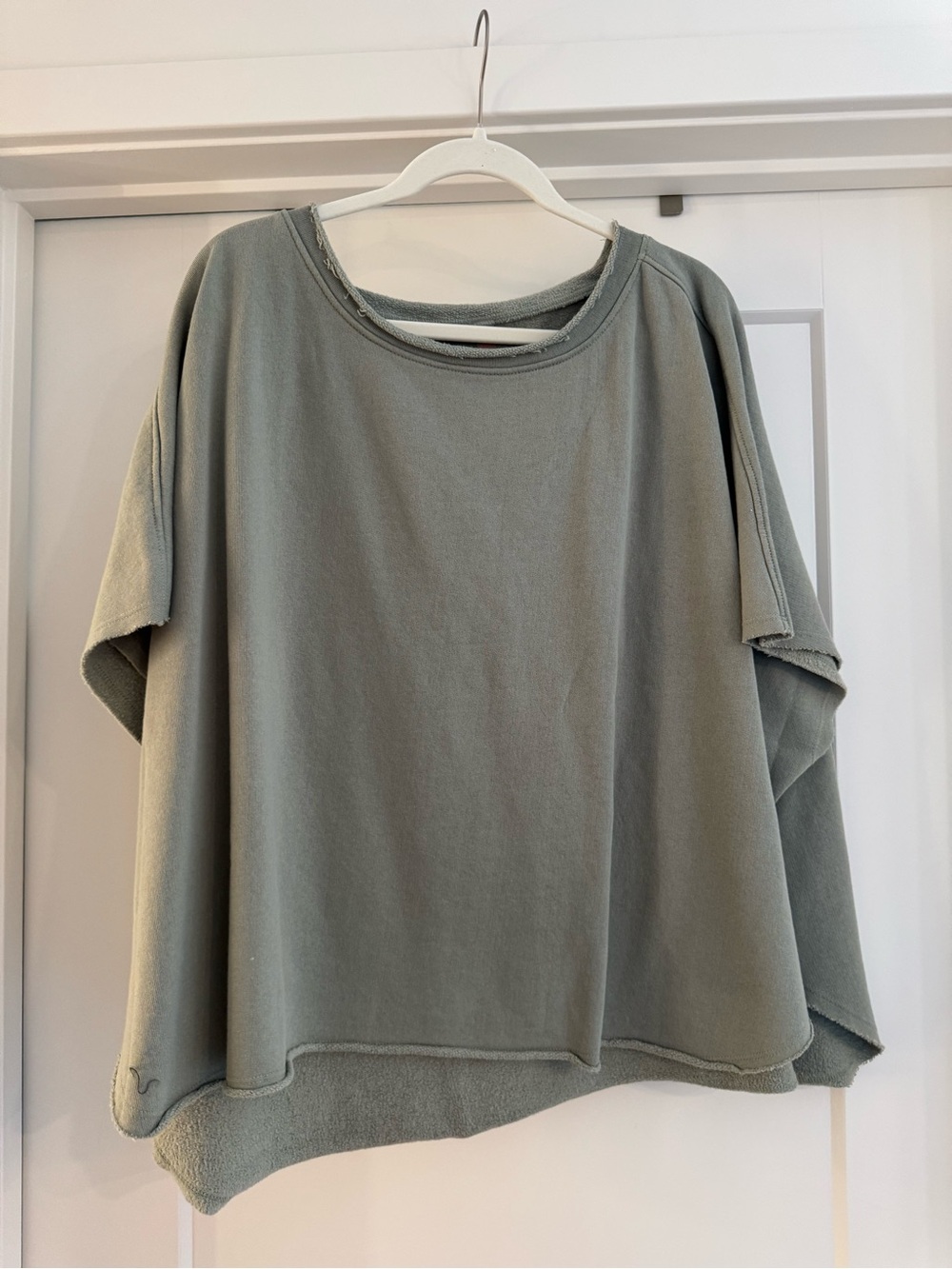 Mono B Oversized Short-Sleeve Sweatshirt in Sage Green